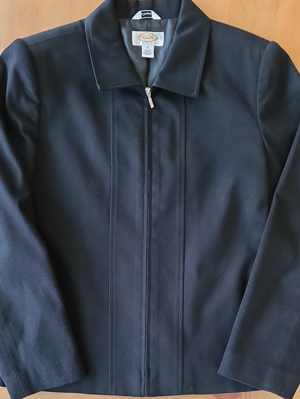 Talbots Black Zip-Up Cotton Suit Jacket 6P